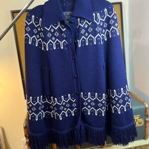 1960/1970’s Diament Knits Poncho With Fringe